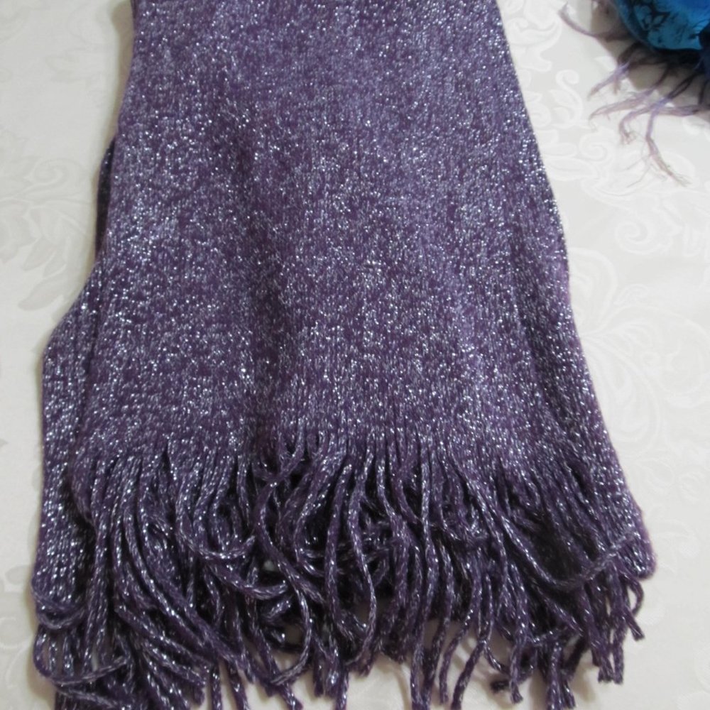 Purple Sparkly Knit Scarf